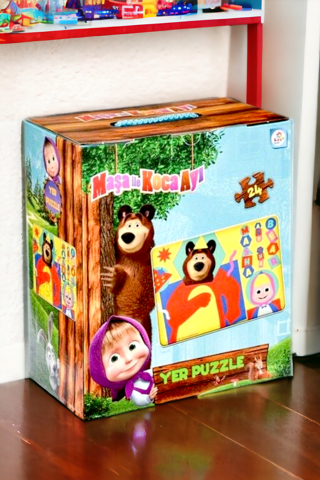 Laço Kids Maşa ile Koca Ayı Dev Yer Puzzle 24 Parça 50 x 70 cm Çocuk Puzzle Yapboz MS7846