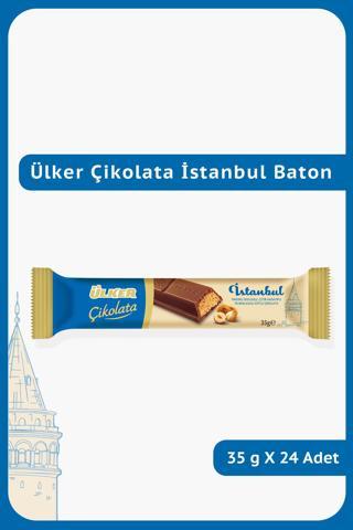 Çikolata İSTANBUL Baton-Fındıklı Dolgulu, Çıtır Kadayıflı ve Baklavalı Çikolata-35 gram-24 Adet