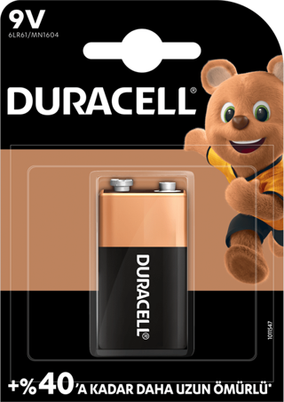 Duracell 9 Volt Pil 1'li