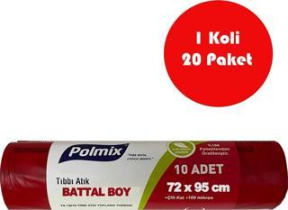 20 Adet  Battal Boy Tıbbi Atık Torbası 72 x 95 cm - P128