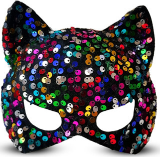 Siyah Kadife Payetli Parti Maskesi