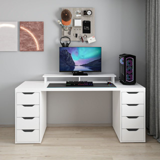 Minar Alen 180 Cm 8 Çekmeceli Geniş Çalışma & Oyuncu Masası - Beyaz