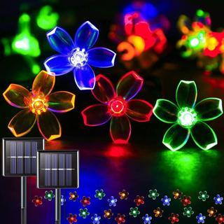 6.5 Metre 1 Adet Renkli Çiçek Solar Dış Mekan Işıkları, Güneş Enerjili LED Işıklar