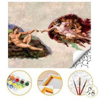 Adem'in Yaratılışı -Michelangelo - Sayılarla Boyama Seti Kasnaklı 40x50cm Boyalar ve Fırçalar Dahil