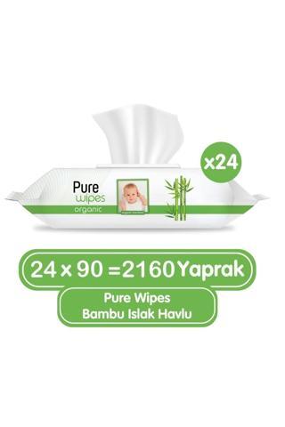 Pure Baby Organik Bambu Özlü Islak Havlu 24 × 90'lı 2160 Yaprak
