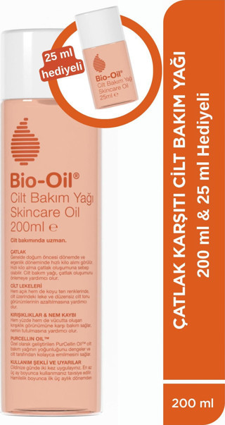 Seyahat Seti: Bio-Oil Çatlak Karşıtı & Leke Karşıtı Nemlendirici Cilt Bakım Yağı 200ml - 25ml Set