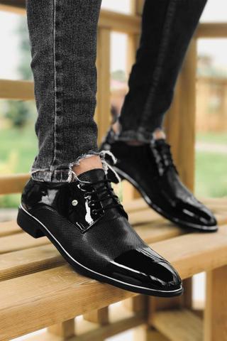 Tomiross Damatlık Siyah Rugan Klasik Erkek Ayakkabı TMRS-573-1