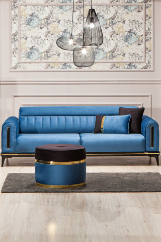 Modalife Bella Üçlü Kanepe Yataklı - Mavi