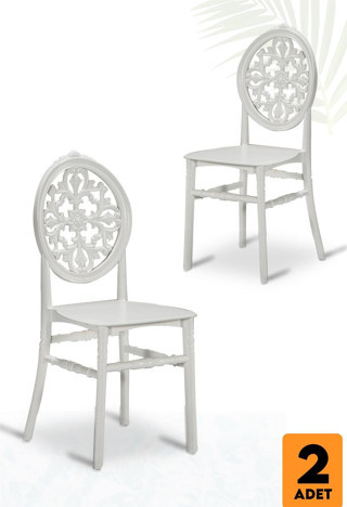 Sandalie Home Venüs 2 Adet Bahçe Balkon Mutfak Sandalye Beyaz