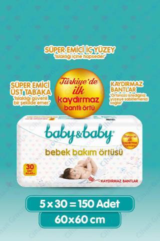 Baby & Baby Bebek Bakım Örtüsü Alt Açma Bezi 30'lu Paket 5 Adet 60 x 60 cm