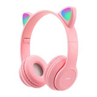 Torima P47M Sevimli Renkli Kedi Kulak Bluetooth Kulaklık Pembe