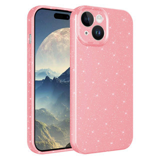 Maks Technology iPhone 15 Kılıf Kamera Korumalı Simli Lüks MKST Koton Kapak - Pembe
