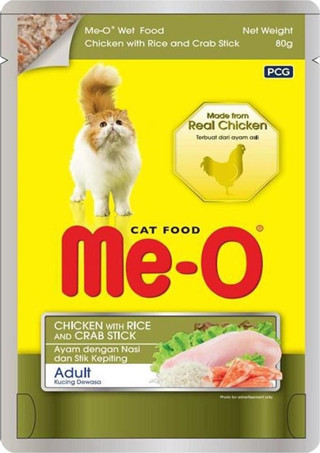 Me-O Tavuklu Pirinçli ve Yengeç Etli Yetişkin Kedi Konservesi 80 Gr