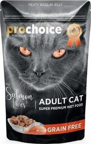 ProChoice Pouch Jöle İçinde Somonlu ve Ciğerli Tahılsız Yetişkin Kedi Konservesi 85gr