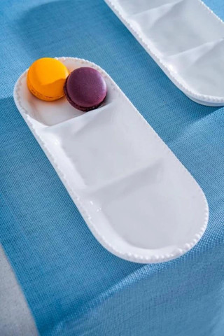 Acar POR7265 Milano Üç Bölmeli Beyaz Porselen Oval Tabak 32 cm