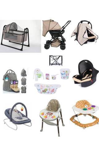 Let's Go Baby Bebek Çeyiz Seti 15Parça Çift Yön Bebek Arabası Beşik Ana Kucağı Yürüteç Küvet Puset Mama Sandalyesi