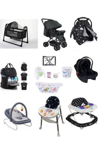 Let's Go Baby Bebek Çeyiz Seti 15Parça Çift Yön Bebek Arabası Beşik Ana Kucağı Yürüteç Küvet Puset Mama Sandalyesi