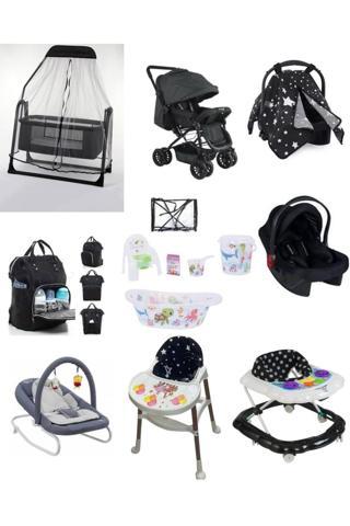 Let's Go Baby Bebek Seti 15Parça Çift Yön Tüllü Bebek Arabası Beşik Ana Kucağı Yürüteç Küvet Puset Mama Sandalyesi