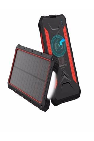 ULTRATEKNO 20000 Mah Solar Panelli Qi Wireless Powerbank Kamp Tipi El Fenerli Taşınabilir Şarj Cihazı
