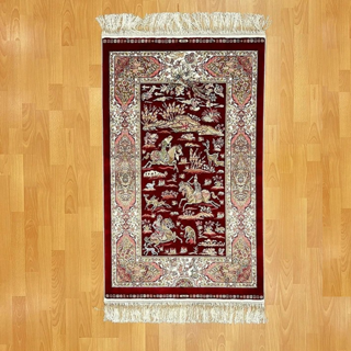 Mevlana Bazaar Şehname Motifli 90 X 150 CM İpek Halı Bordo