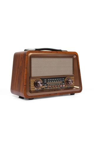 ULTRATEKNO Nostaljik Radyo Gerçek Ahşap Eskitme Bluetooth Hoparlör Mp3 Çalar Müzik Kutusu