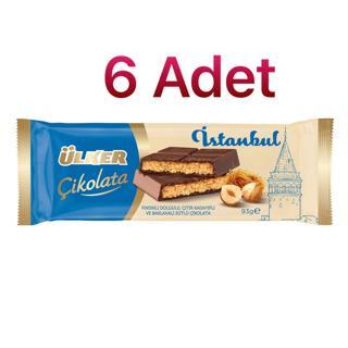 Ülker İstanbul Fındık Dolgulu Çıtır Kadayıflı Baklavalı Sütlü Çikolata 93 Gr 6 Adet
