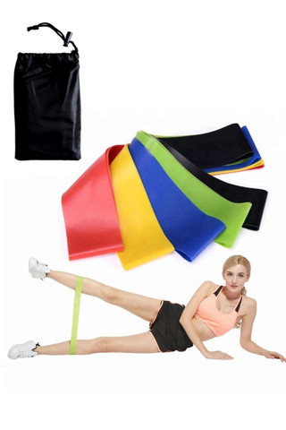 Jet 5 Li Çantalı Aerobik Band Pilates Plates Yoga Fitness Squat Çalışma Lastiği Latex Egzersiz Bandı
