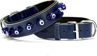Doggie Comfort Deri Nazar Boncuklu Köpek Boyun Tasması Medium Mavi 4x52-60 Cm