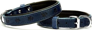 Doggie Comfort Deri Pati Desenli Köpek Boyun Tasması Small Mavi 2x30-35 Cm