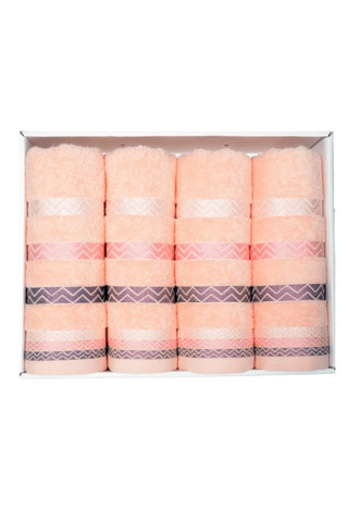 Vos Versa Bursa Varak Serisi 50x90cm %100 Pamuk 4lü Yüz Havlusu Somon VVHM0027