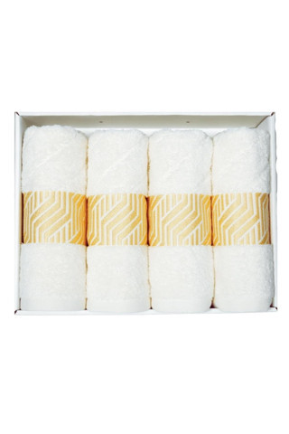 Vos Versa Bursa Varak Serisi 50x90cm %100 Pamuk 4lü Yüz Havlusu Beyaz VVHM0020