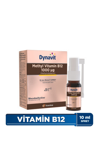 Dynavit Vitamin B12 1000mcg 10mL Dilaltı Sprey- Aile Boyu B12 Vitamini - Methylcobalamin – Hafıza & Enerji