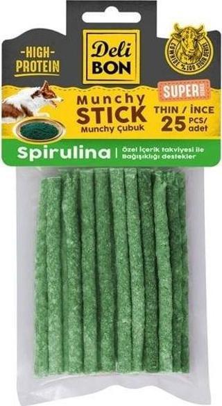 Delibon Süper Munchy Çubuk Spirulinalı Köpek Çiğneme Kemiği İnce 25 Adet