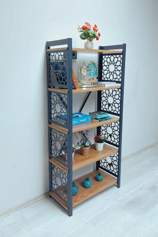 Desenli, Lazer Kesim, Metal, 5'li Raf,çiçeklik,kitaplık