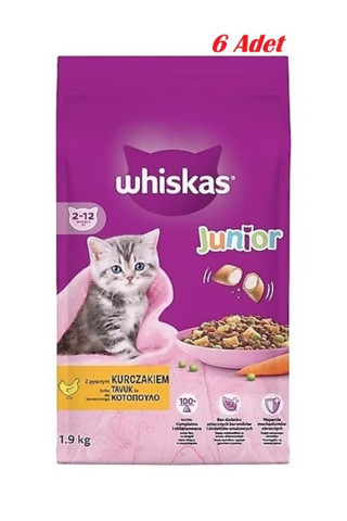 Whiskas Junior Tavuklu Yavru Kuru Kedi Maması 1.9 Kg*6 ADET