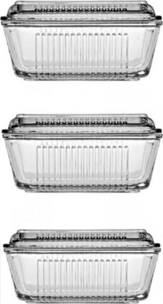 Paşabahçe Tereyağlık Kahvaltılık Cam Saklama Kabı 3'Lü Set 97711 072Oa