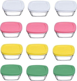 Paşabahçe 96840 Pudding Silikon Kapaklı Cam Saklama Kabı 12 Li Kahvaltılık 310cc.
