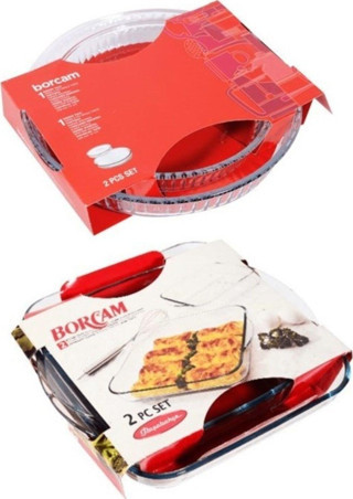 Paşabahçe Borcam 2'li Kare+2'li Yuvarlak Tepsi