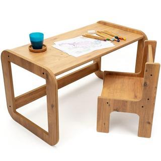 Masho Trend Ahşap Sandalyeli Montessori Çocuk Ders Çalışma Masası - Aktivite Masası Çocuk Ders Masası