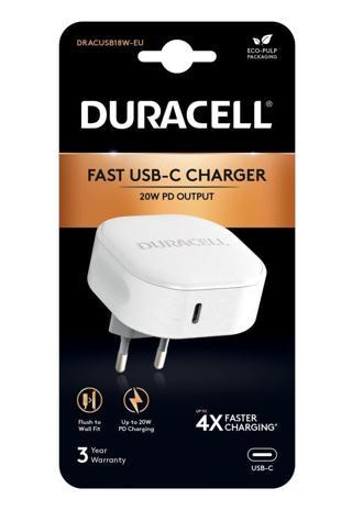 Duracell 1 X USB-C PD 20W Wall Charger White