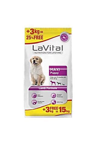 LaVital Maxi Puppy Kuzu Etli Büyük Irk Yavru Köpek Maması 12kg + 3kg HEDİYE!