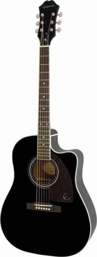 Epiphone AJ-220SCE Solid Top Elektro Akustik Gitar (Ebony)