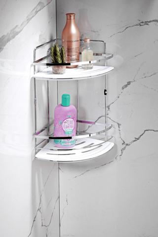 Sas Haus Yapışkanlı Ömür Boyu Paslanmaz Kristal Ayarlanabilir Raf Banyo Düzenleyici Şampuanlık LK-02 KB