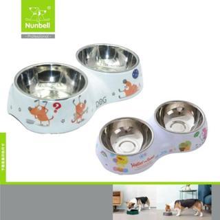 Nunbell Melamin Çelik Mama Kabı Köpek Figürlü İkili Large Boy