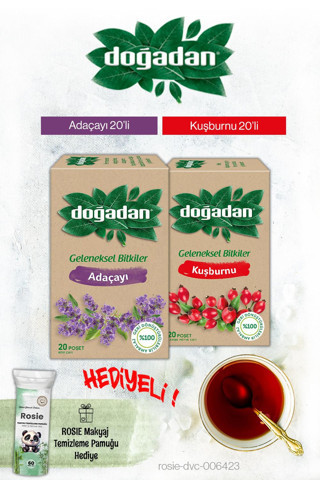 Doğadan Kuşburnu ve Adaçayı Poşet Çay ve Rosie Hediyeli