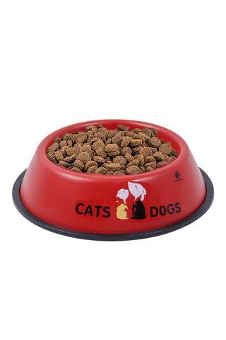 RENKli Metal Mama Kabı, Kedi Köpek Mama Su Kabı 18 cm