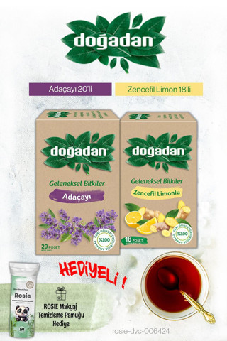 Doğadan Adaçayı ve Zencefil Limon Poşet Çay ve Rosie Hediyeli