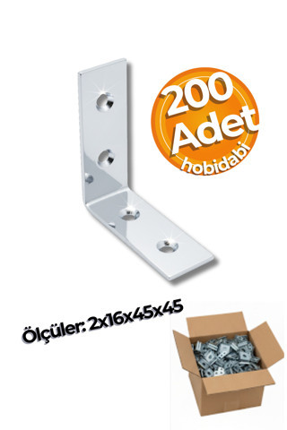 Hobidabi 16X45X45 Mm Koli Demir Gönye Köşebent - Mobilya Dolap Raf Masa Çekmece Köşe Sabitleme Birleştirme