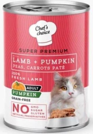 Chef's Choice Kuzu Etli ve Bal Kabaklı Tahılsız Ezme Yetişkin Kedi Konservesi 400 gr