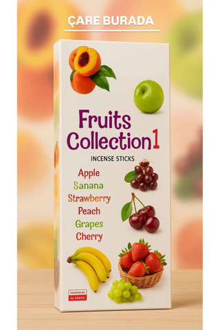 Çare Burada Darshan Incense - Fruits Collection 20'li Çubuk Tütsü (Çilek & Muz & Elma & Üzüm & Kiraz & Şeftali)